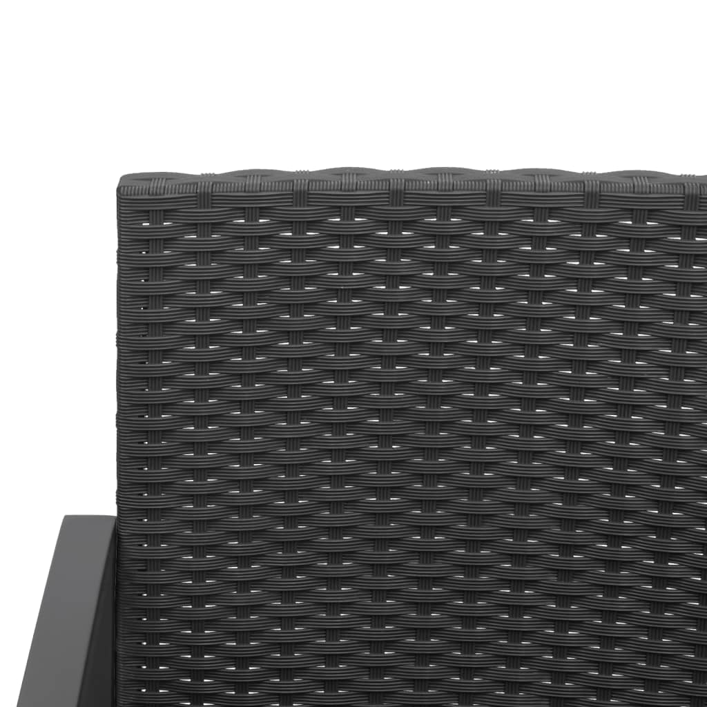 vidaXL 3-dijelni vrtni blagovaonski set s jastucima crni od PP ratana
