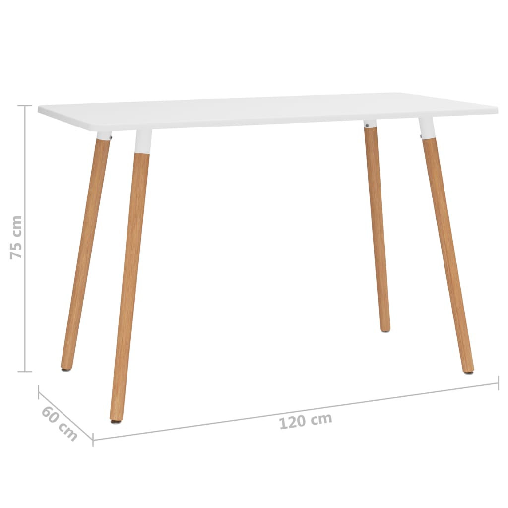 vidaXL Blagovaonski stol bijeli 120 x 60 x 75 cm metalni