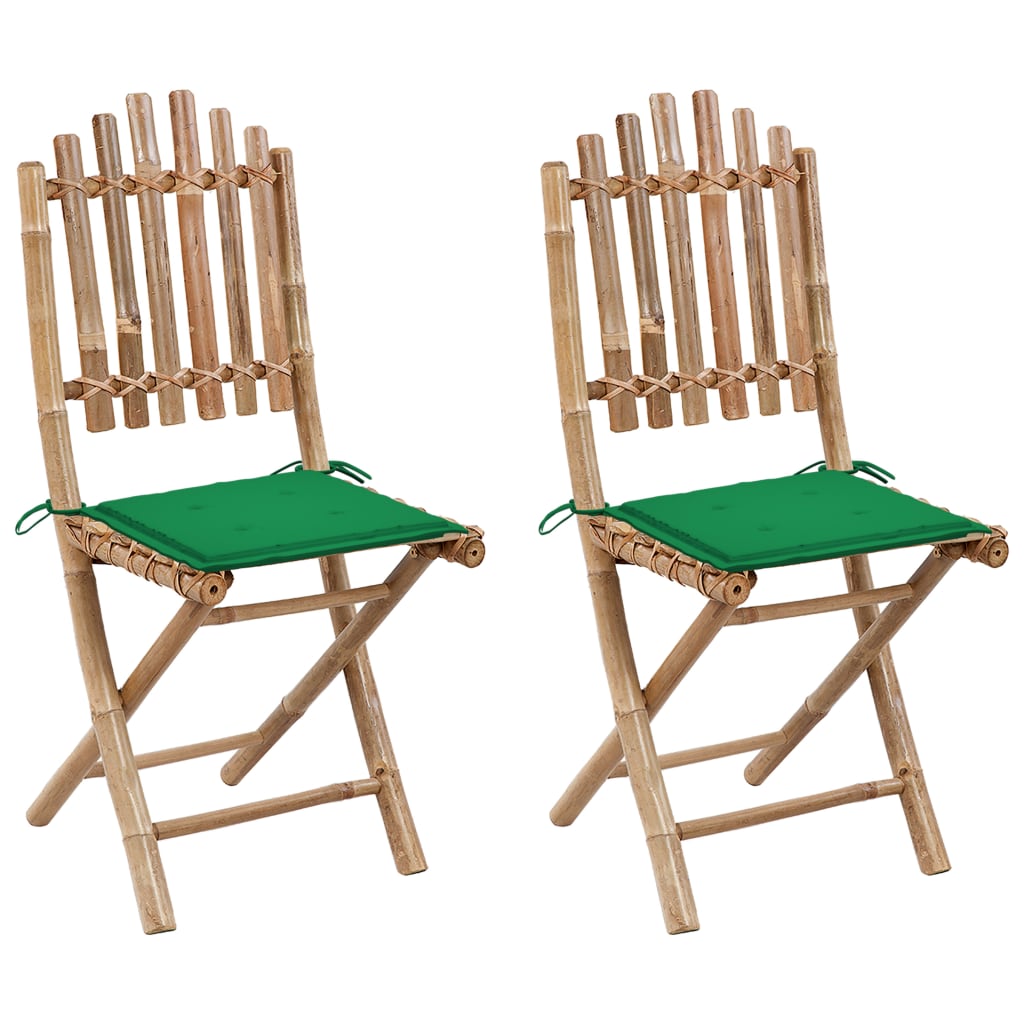 vidaXL Sklopive vrtne stolice s jastucima 2 kom od bambusa