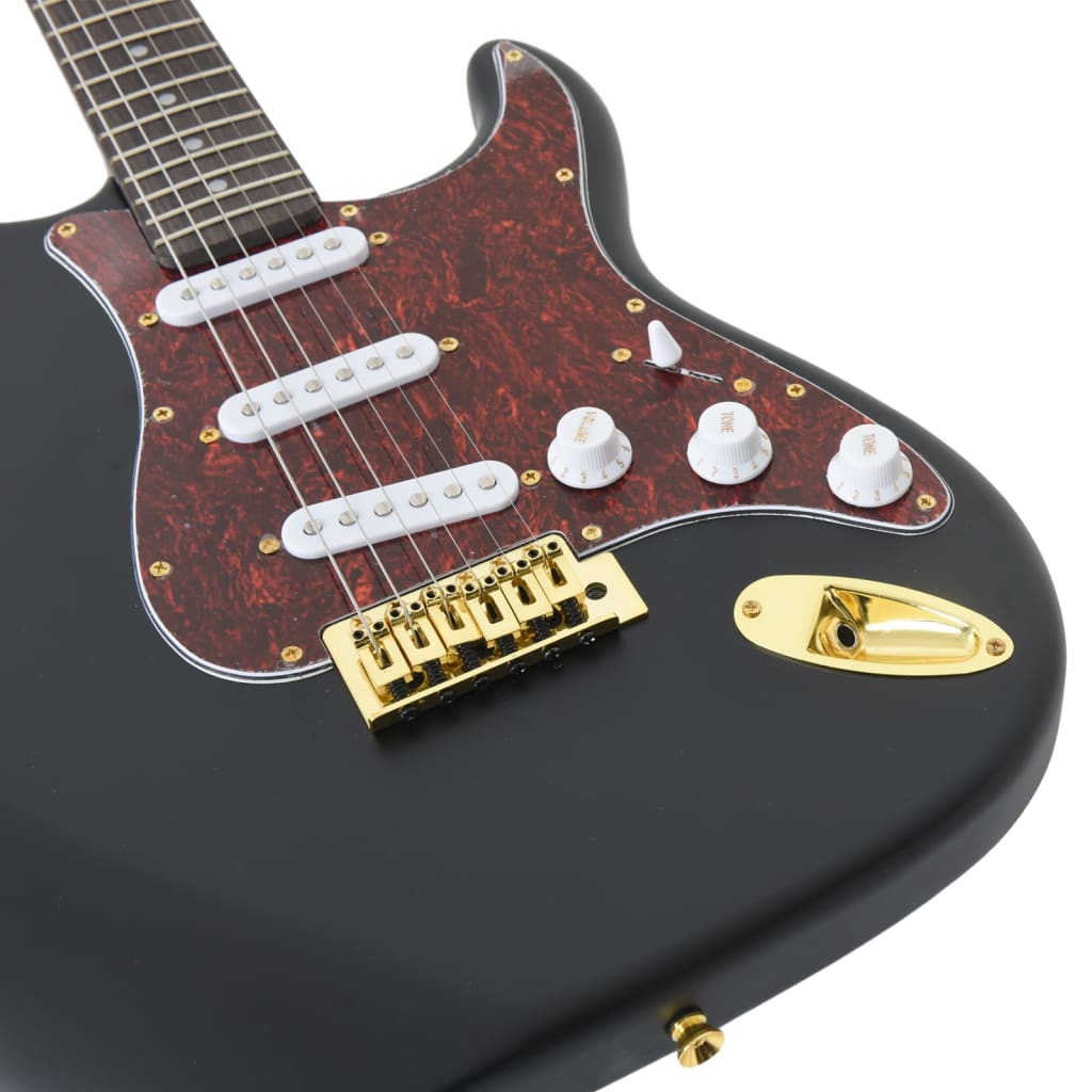 vidaXL Električna gitara za početnike s torbom crna-zlatna 4/4 39 "