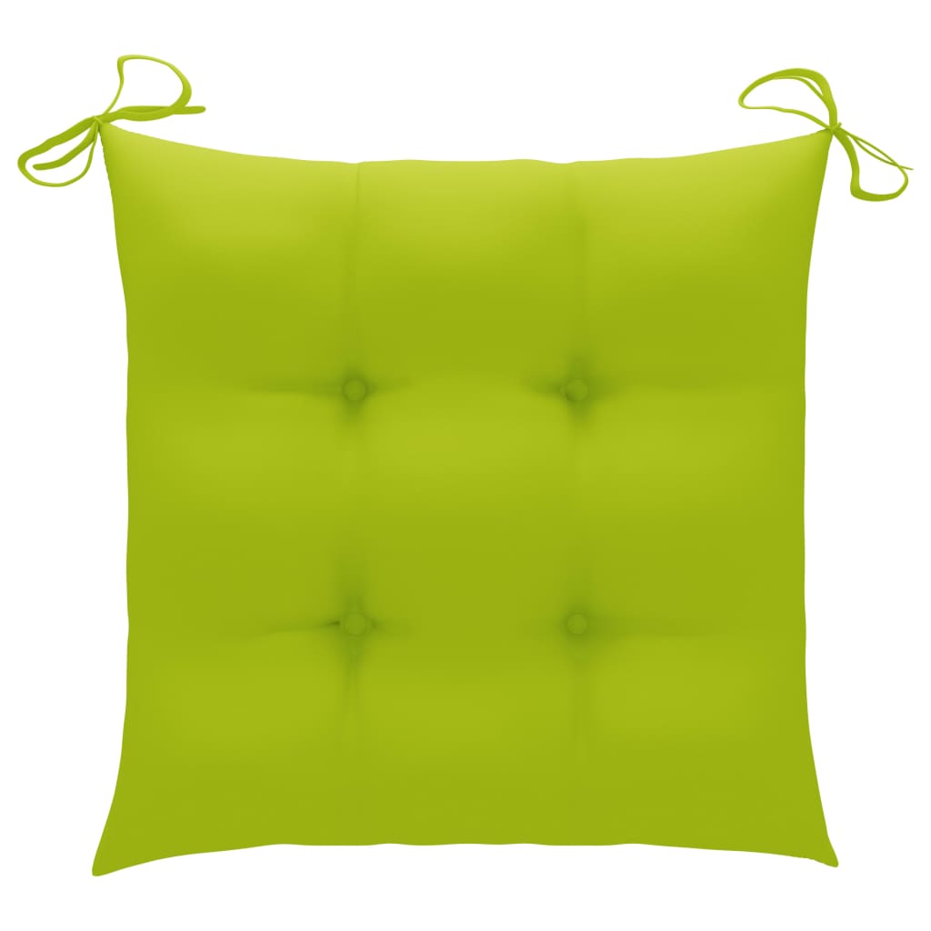 vidaXL Vrtne stolice s jarko zelenim jastucima 3 kom masivna tikovina