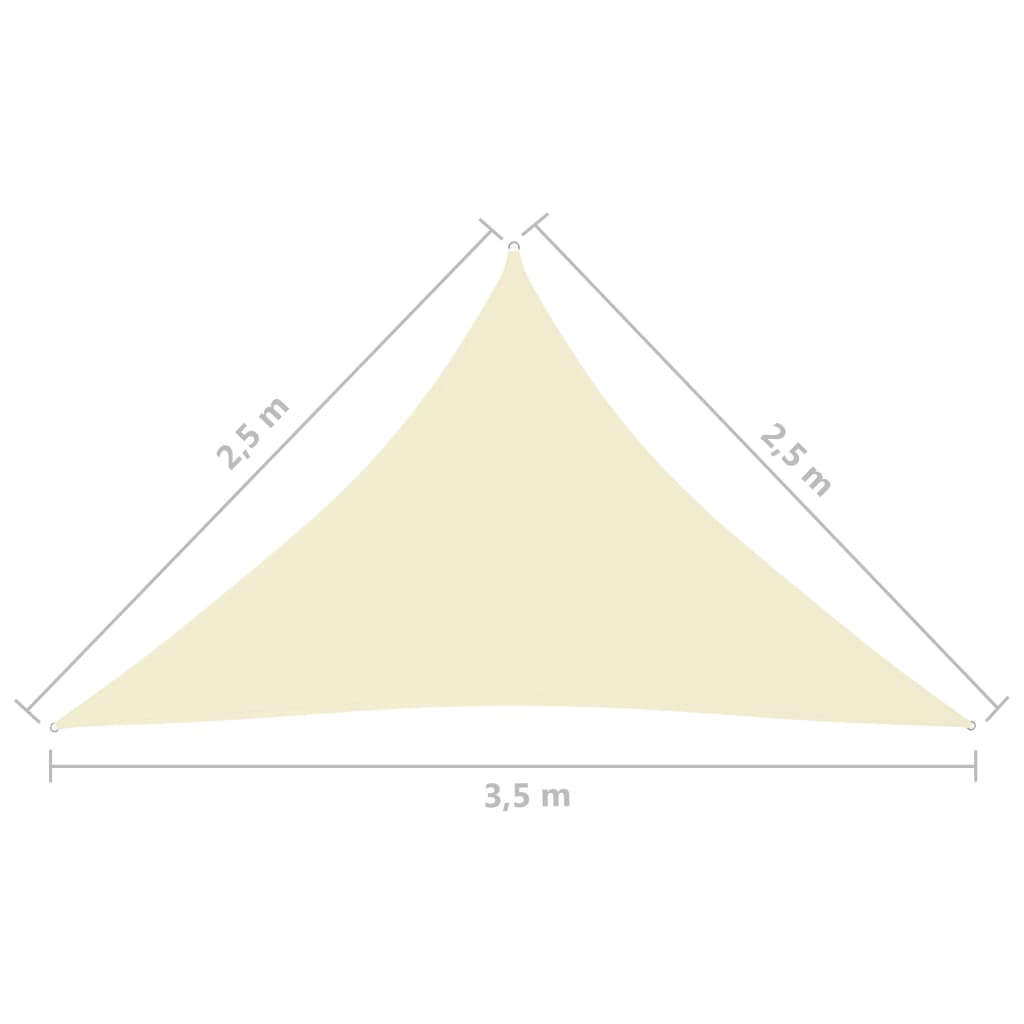 vidaXL Jedro protiv sunca od tkanine trokutasto 2,5 x 2,5 x 3,5 m krem
