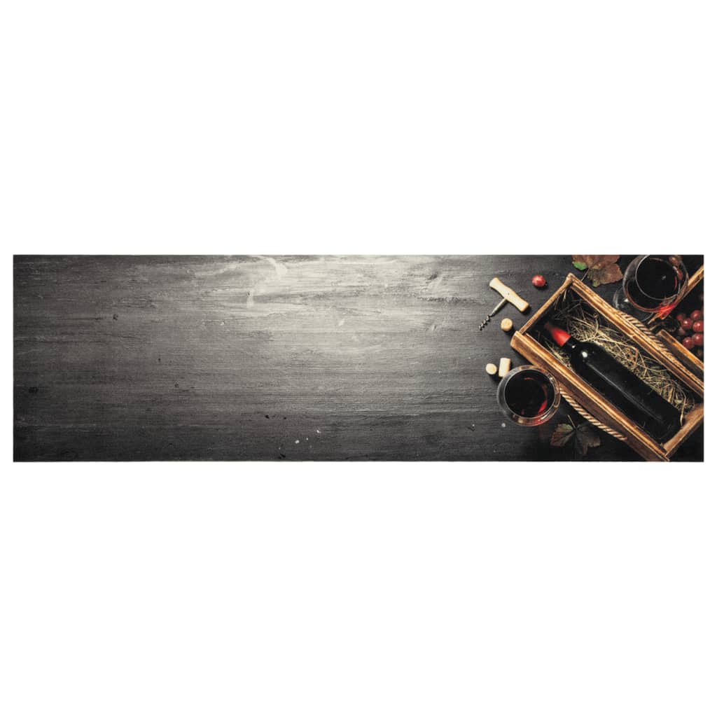 vidaXL Kuhinjski tepih perivi s uzorkom boce vina 45x150 cm baršunasti