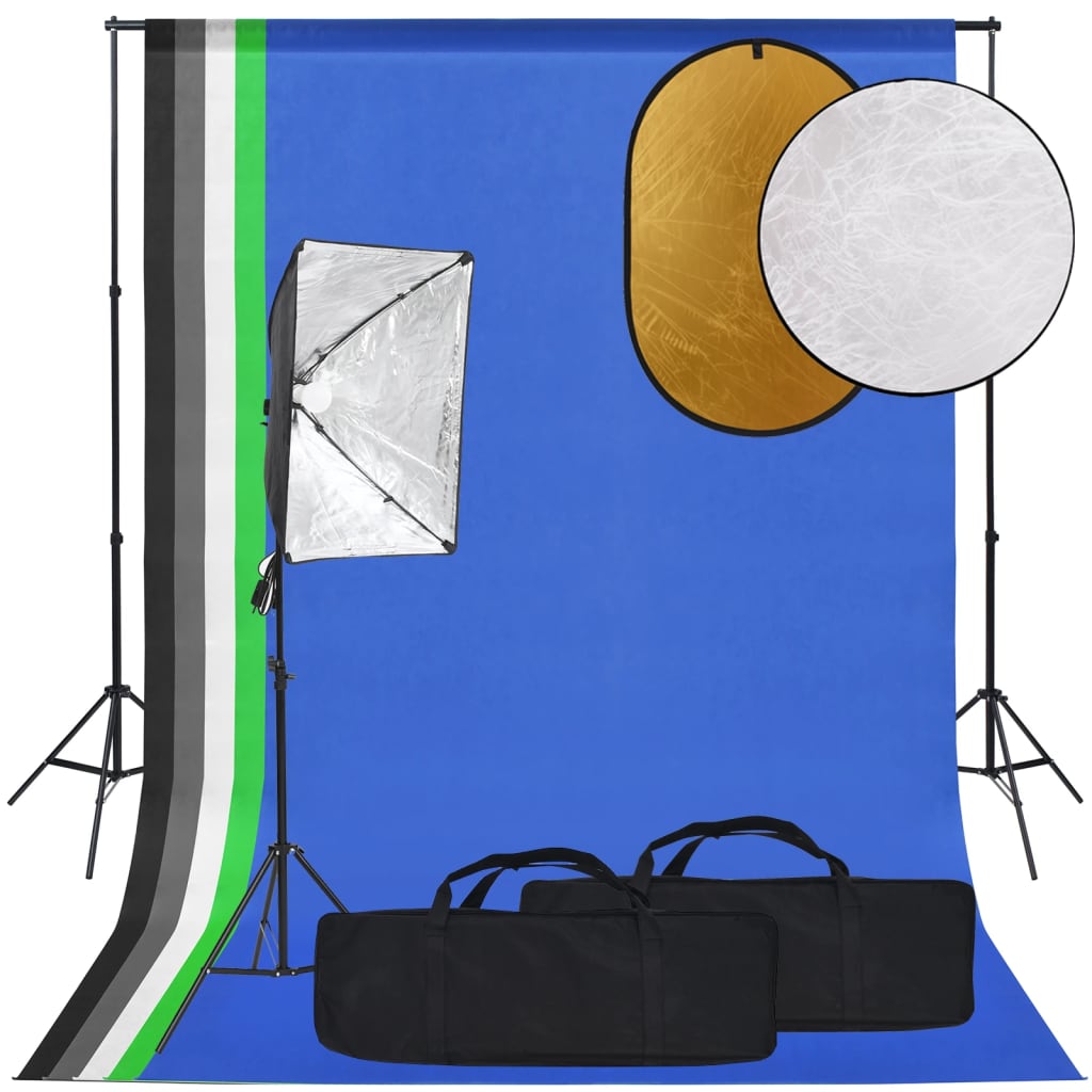 vidaXL Fotografska oprema sa svjetlom softbox, pozadinom i reflektorom