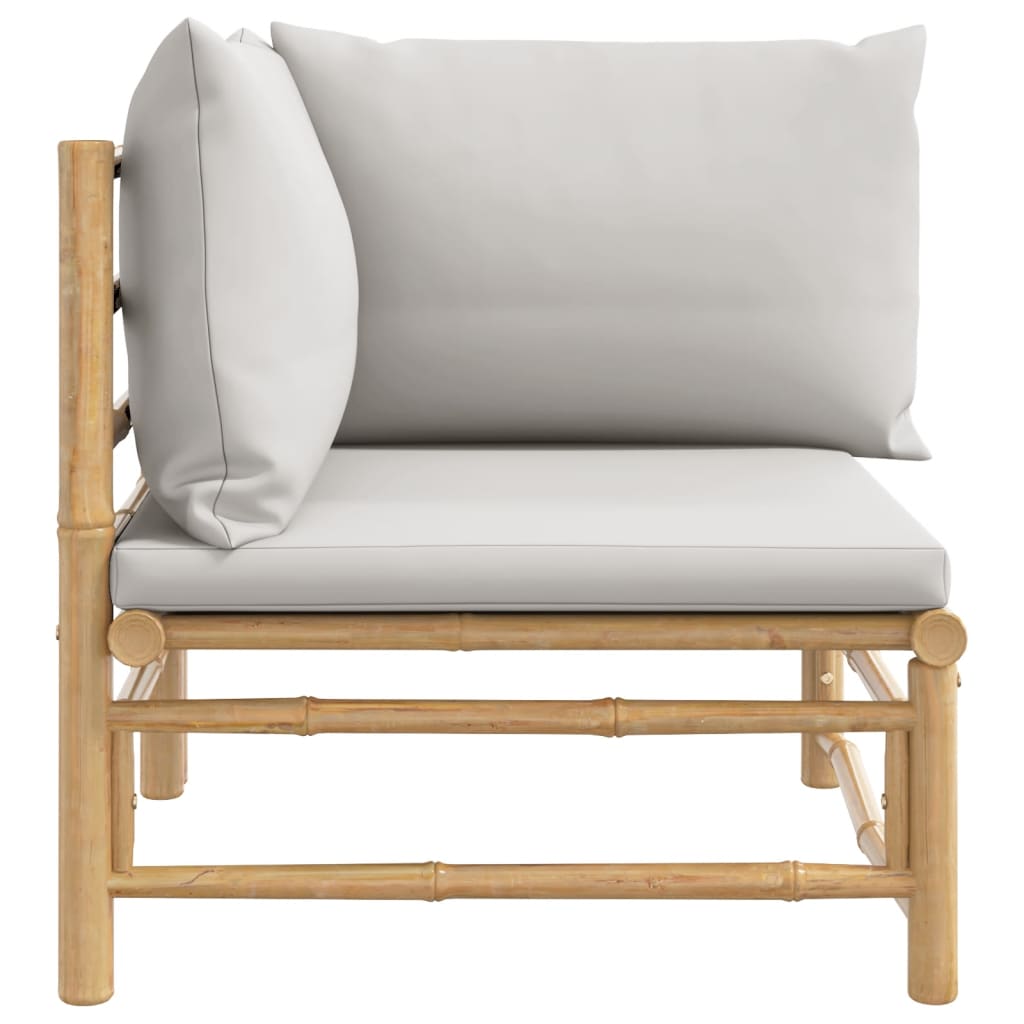 vidaXL Kutna vrtna sofa od bambusa sa svjetlosivim jastucima