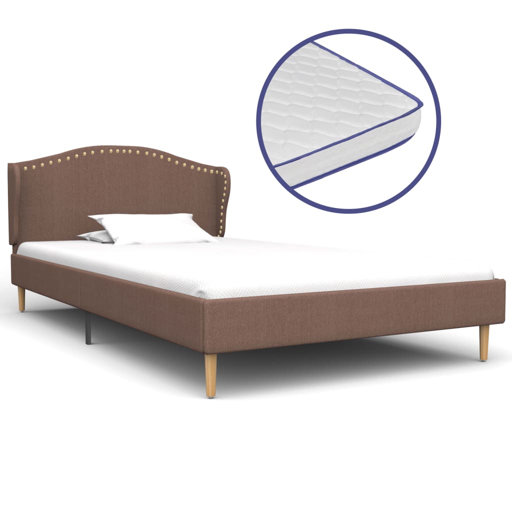 vidaXL Krevet od tkanine s memorijskim madracem smeđi 90 x 200 cm