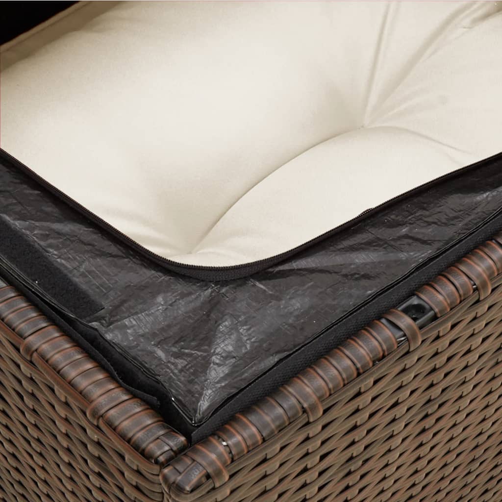 vidaXL Vrtna sofa bez naslona za ruke s jastucima smeđa od poliratana