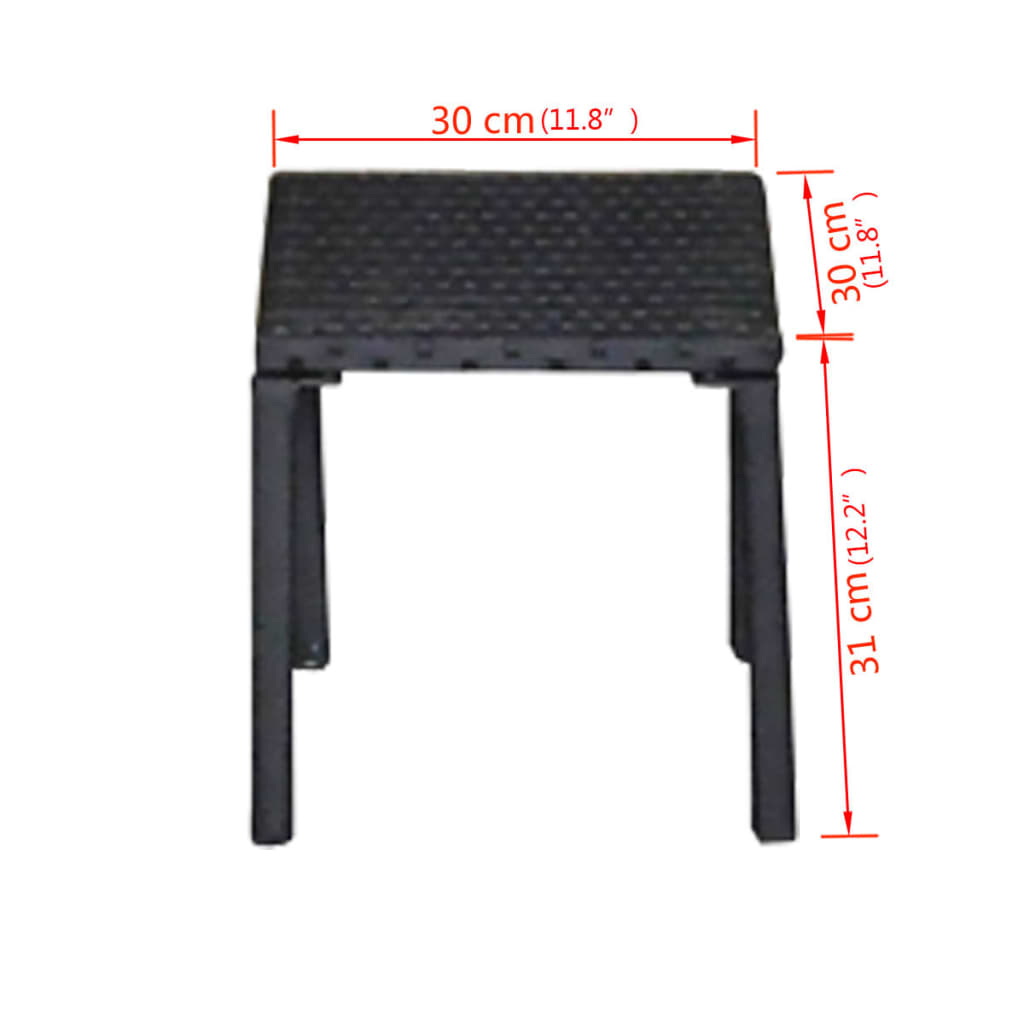 vidaXL Ležaljka za sunčanje sa stolom od poliratana crna