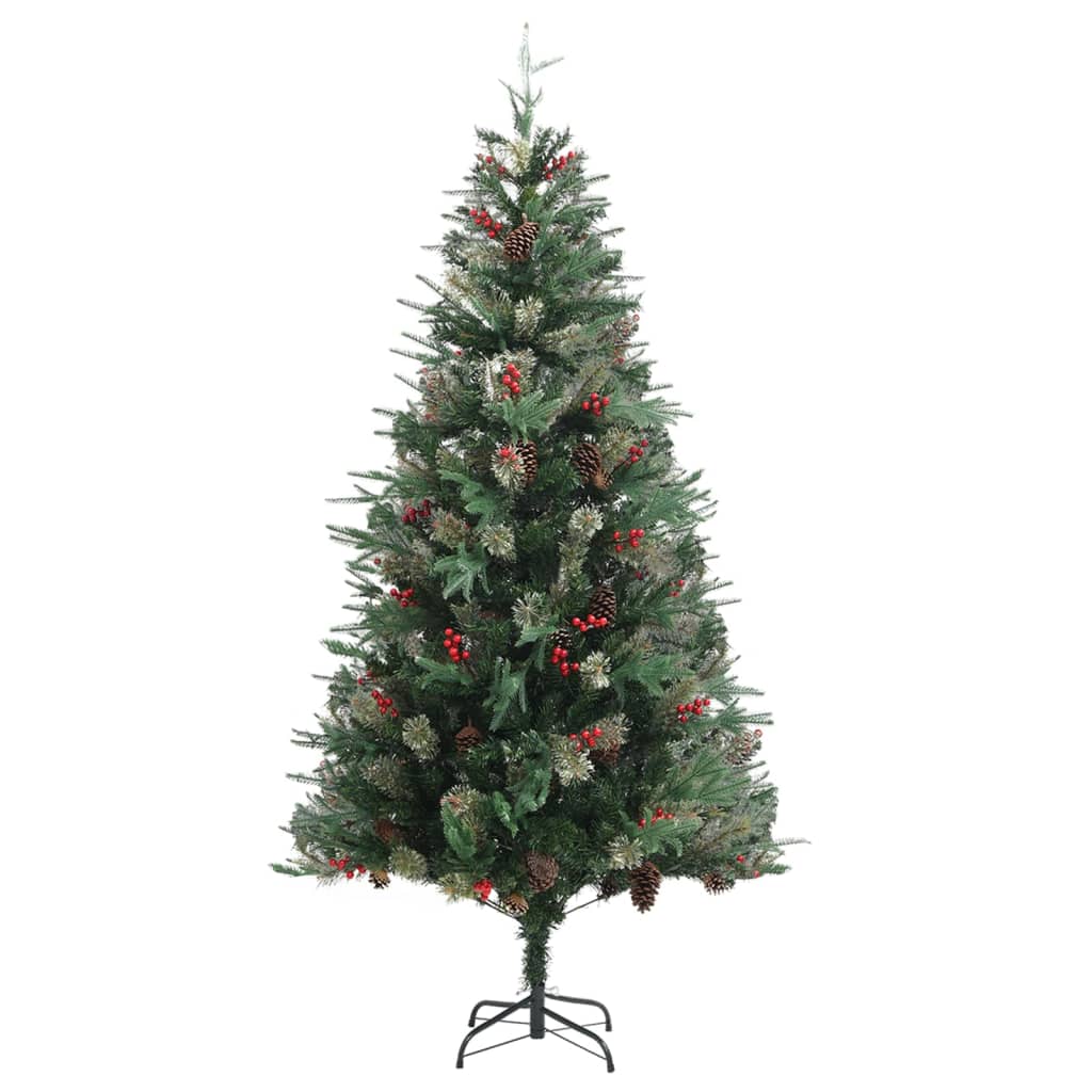 vidaXL Božićno drvce sa šiškama zeleno 225 cm PVC i PE
