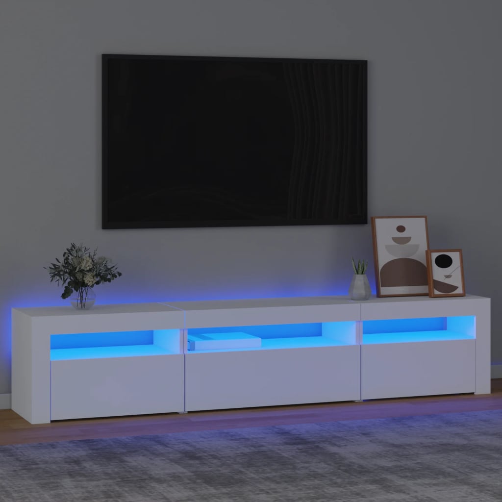 vidaXL TV ormarić s LED svjetlima bijeli 195x35x40 cm