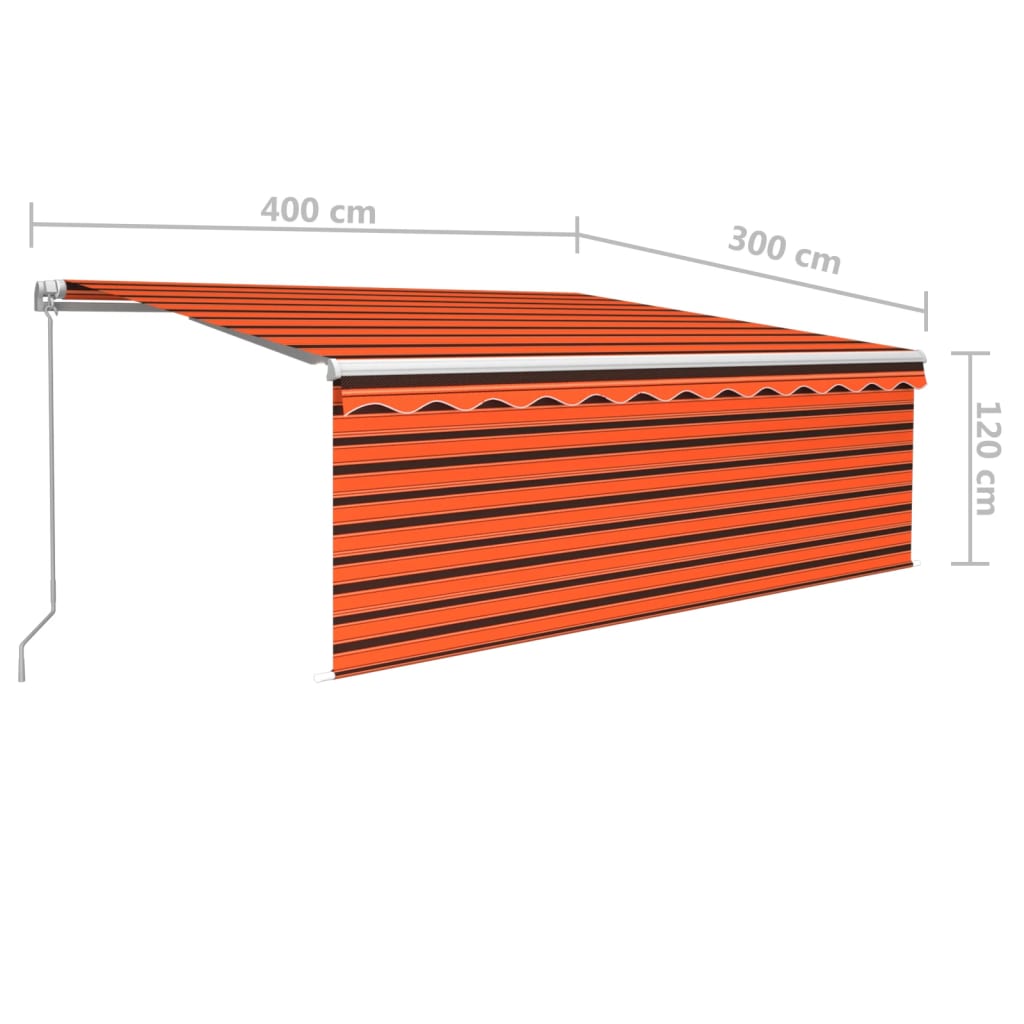 vidaXL Tenda na ručno uvlačenje s roletom 4 x 3 m narančasto-smeđa