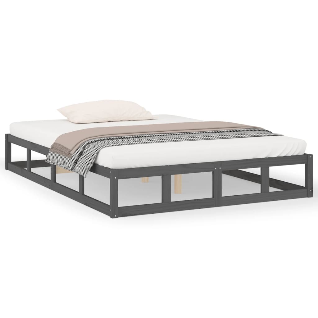 vidaXL Okvir za krevet sivi 135 x 90 cm bračni od masivnog drva