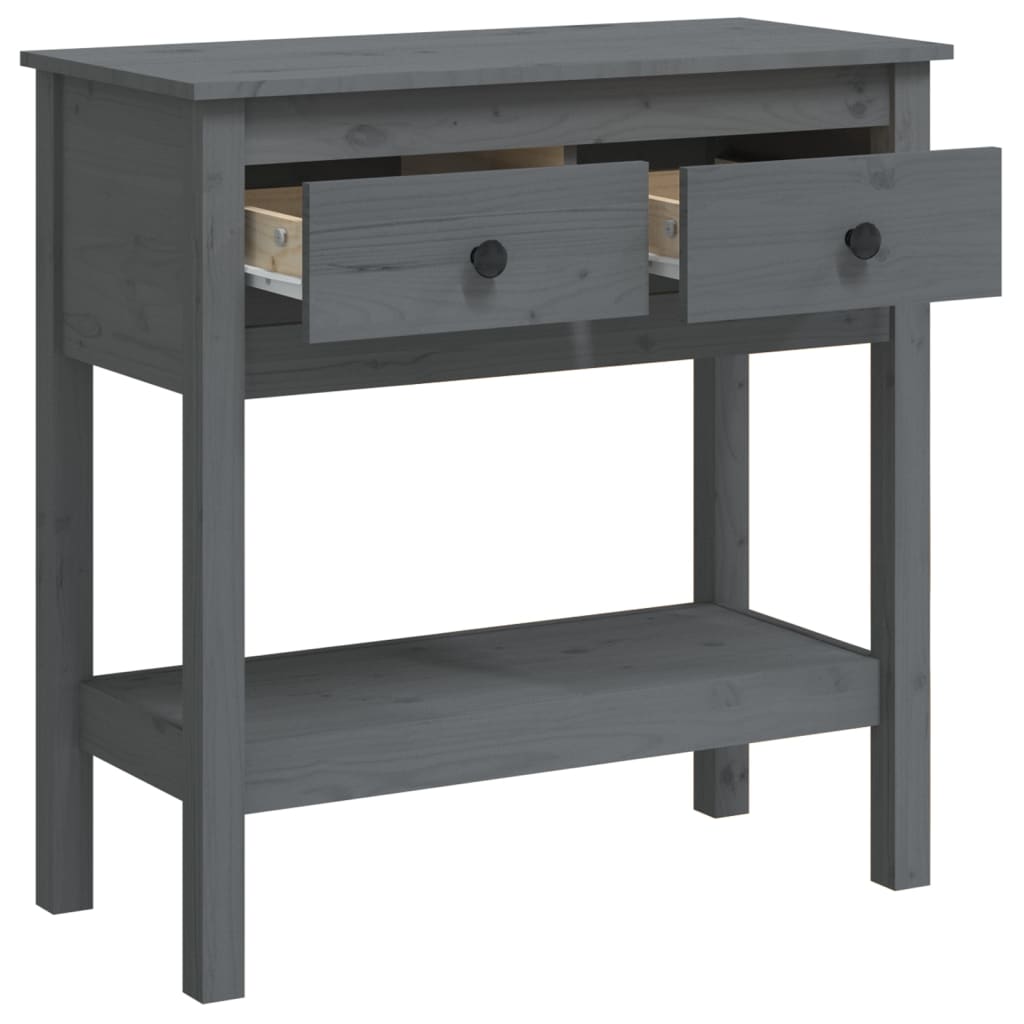 vidaXL Konzolni stol sivi 75x35x75 cm od masivne borovine