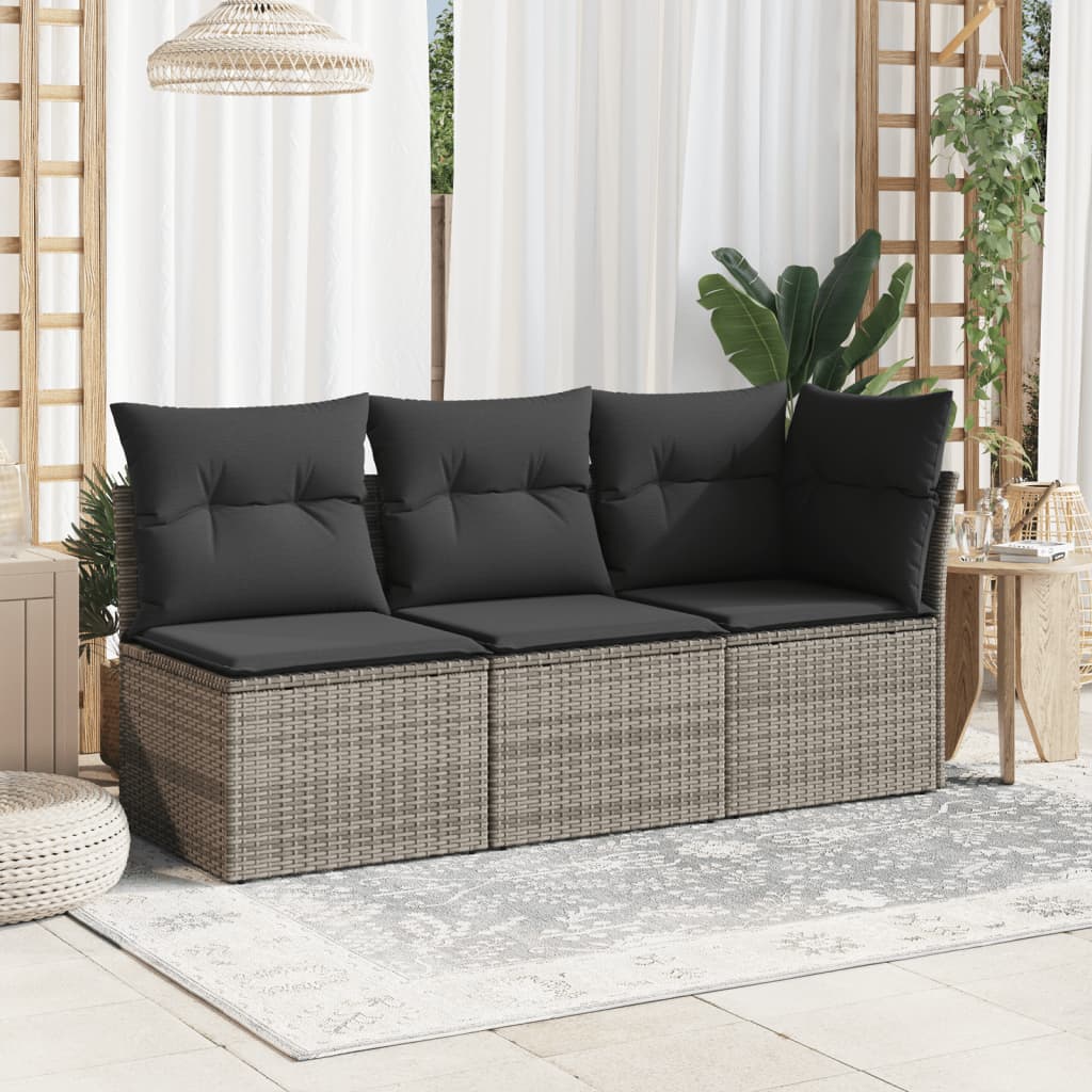 vidaXL Kutna vrtna sofa od poliratana s jastucima siva