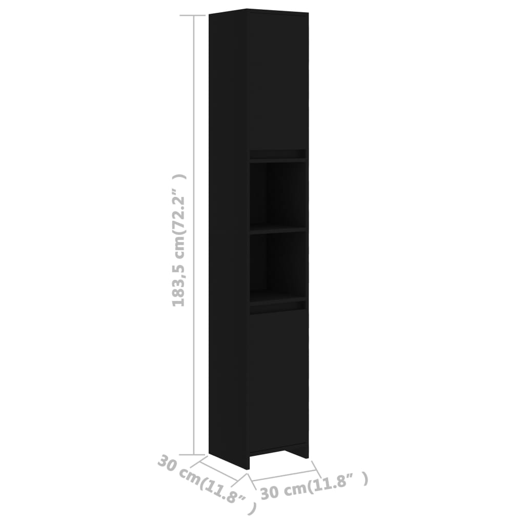 vidaXL 3-dijelni set kupaonskog namještaja od iverice crni