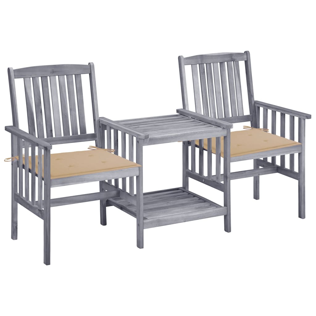 vidaXL Vrtne stolice s čajnim stolićem i jastucima od bagremovog drva