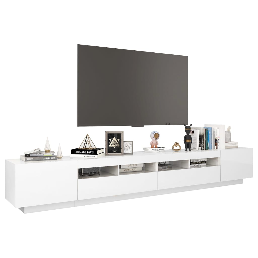 vidaXL TV ormarić s LED svjetlima visoki sjaj bijeli 260 x 35 x 40 cm