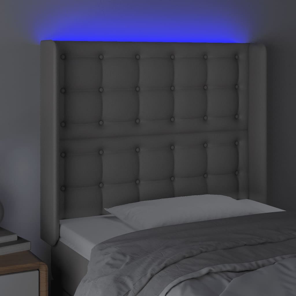 vidaXL LED uzglavlje sivo 93x16x118/128 cm od umjetne kože