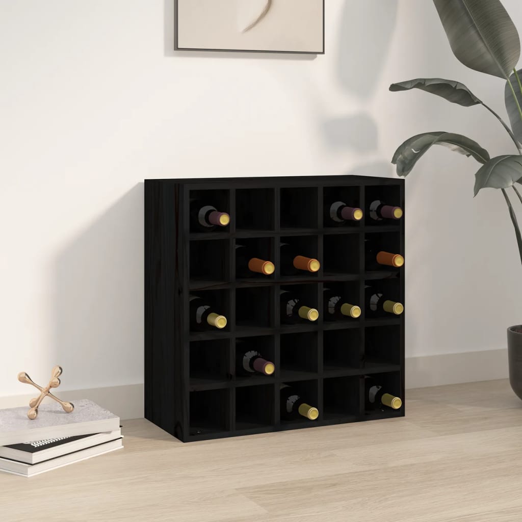 vidaXL Ormarić za vino crni 56x25x56 cm od masivne borovine