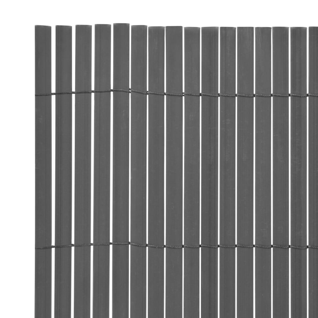 vidaXL Dvostrana vrtna ograda PVC 90 x 300 cm siva
