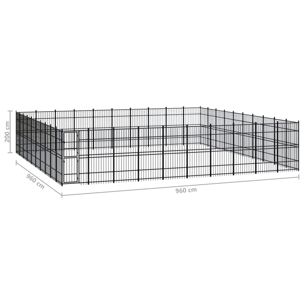 vidaXL Vanjski kavez za pse čelični 92,16 m²