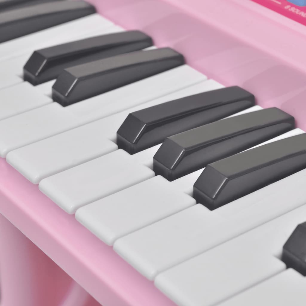 Ružičasta dječja klavijatura s 37 tipki, stolcem i mikrofonom