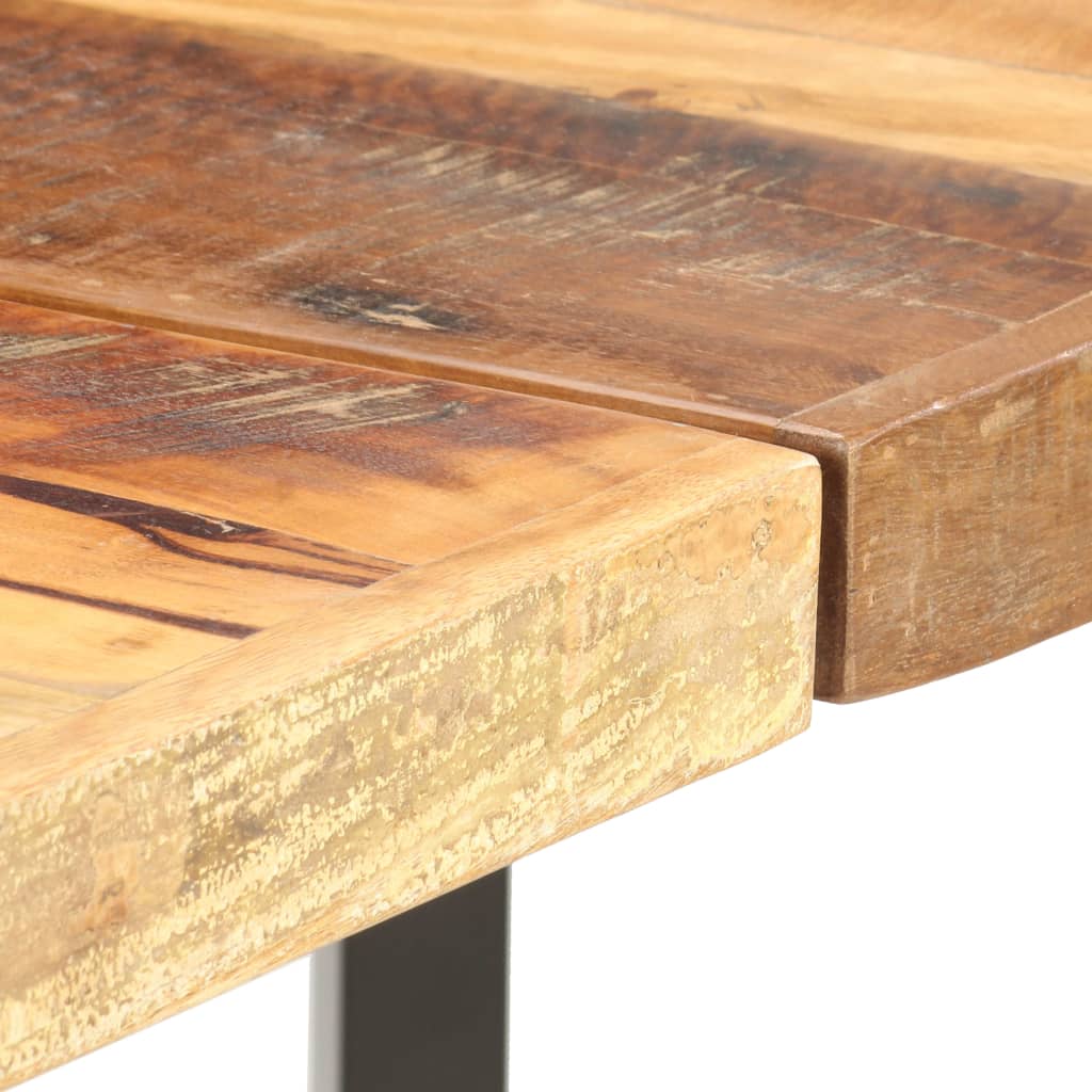 vidaXL 9-dijelni barski set od obnovljenog drva, prave kože i platna