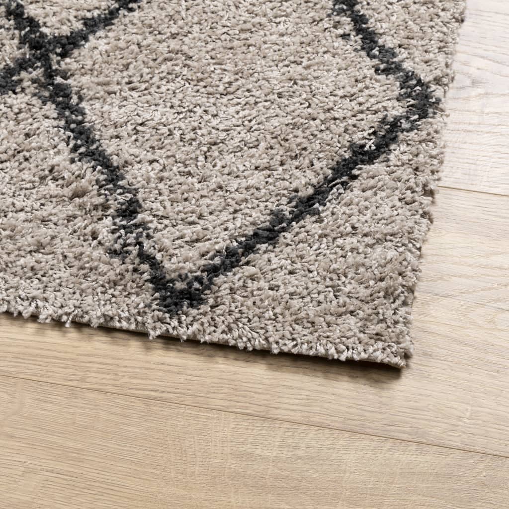 vidaXL Čupavi moderni tepih s visokim vlaknima bež antracit 60x110 cm