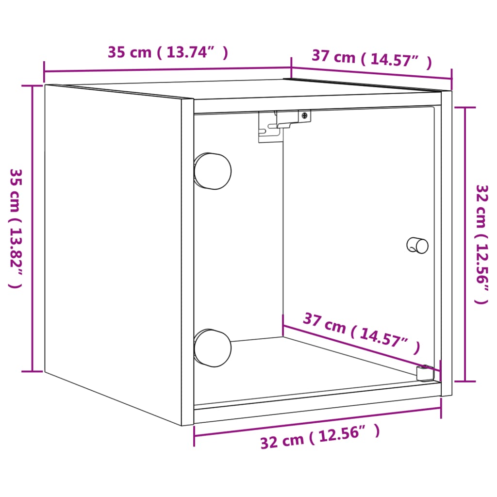 vidaXL Noćni ormarić sa staklenim vratima crni 35 x 37 x 35 cm