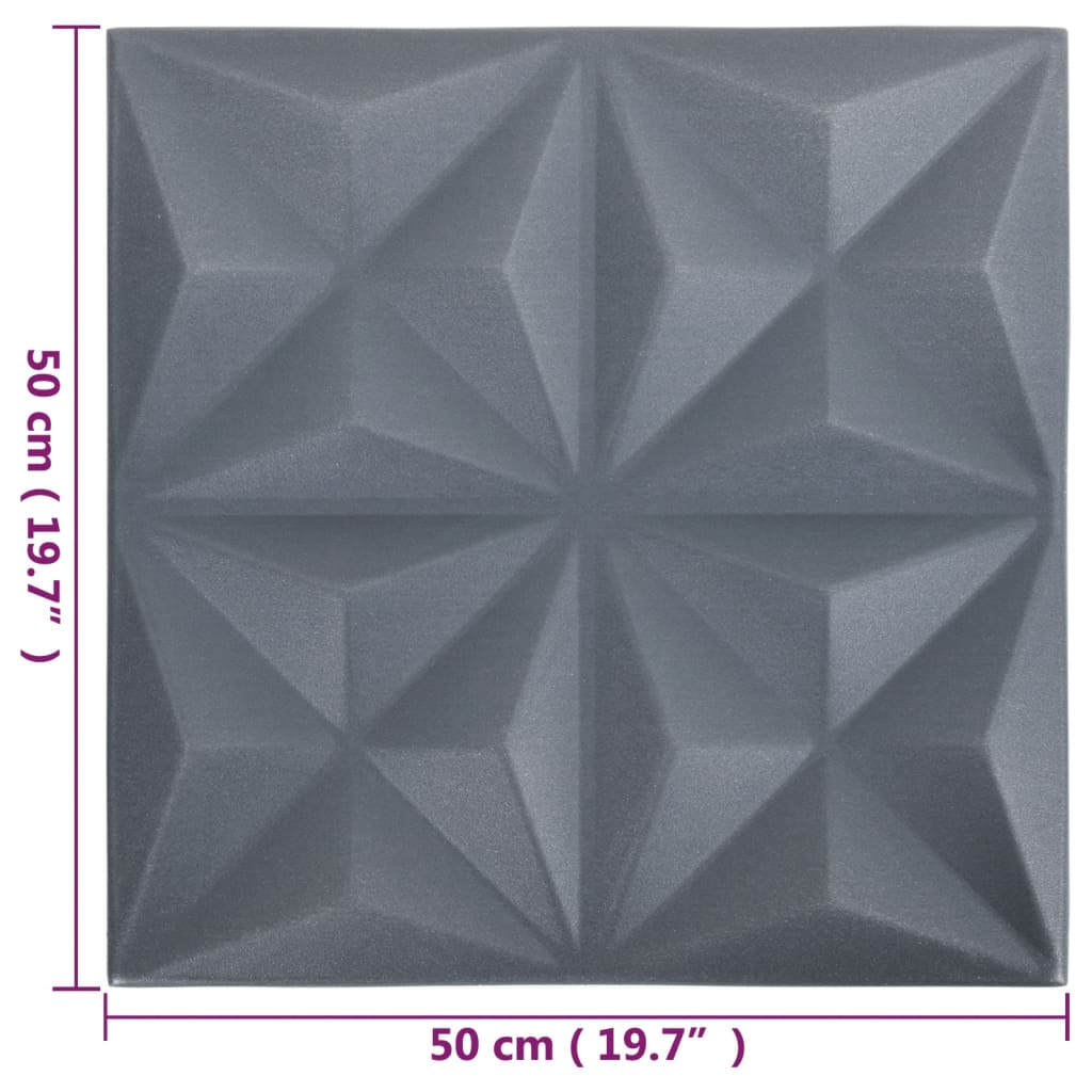 vidaXL 3D zidni paneli 48 kom 50 x 50 cm origami sivi 12 m²