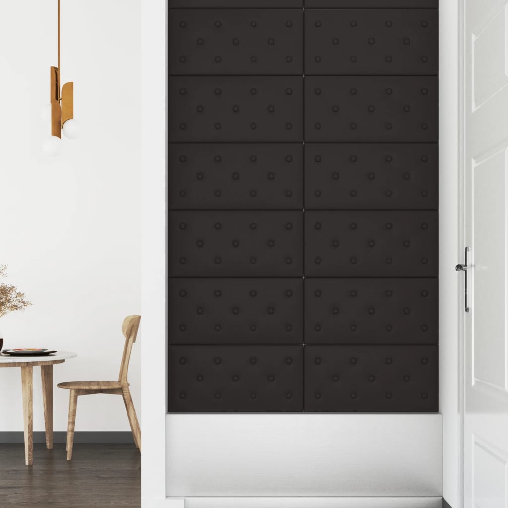 vidaXL Zidne ploče od umjetne kože 12 kom crne 60 x 30 cm 2,16 m²