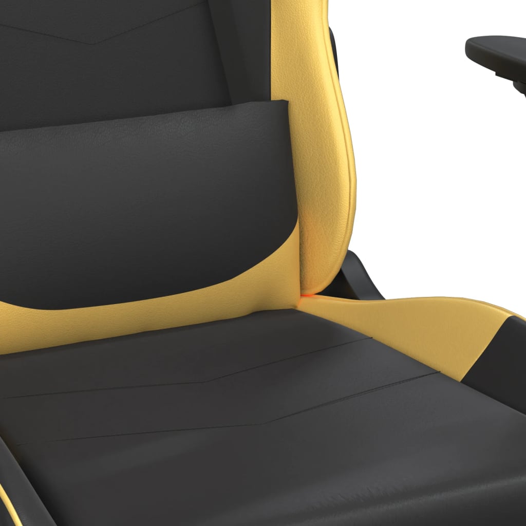 vidaXL Masažna igraća stolica s osloncem crno-zlatna od umjetne kože