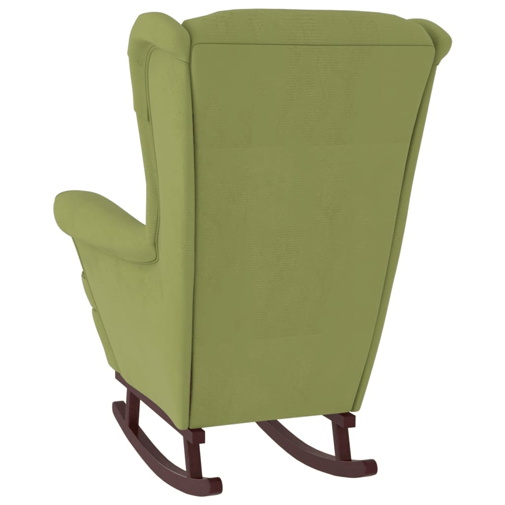 vidaXL Stolica za ljuljanje s drvenim nogama i stolcem zelena baršun