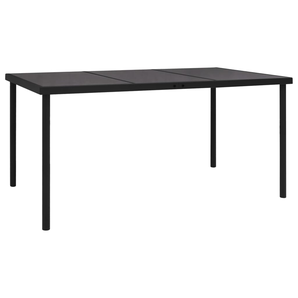 vidaXL Vrtni stol sa staklenom pločom crni 150 x 90 x 74 cm čelični