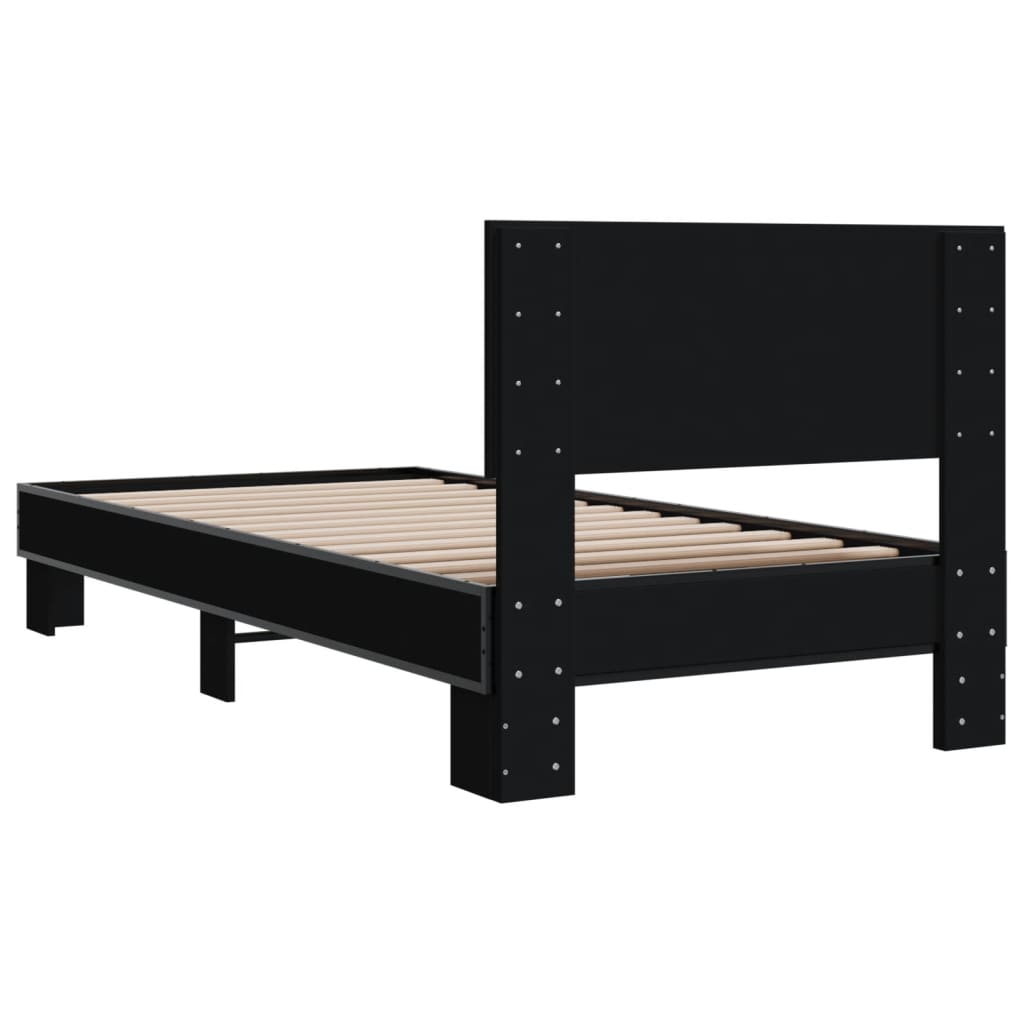 vidaXL Okvir za krevet crni 75 x 190 cm od konstruiranog drvo i metal