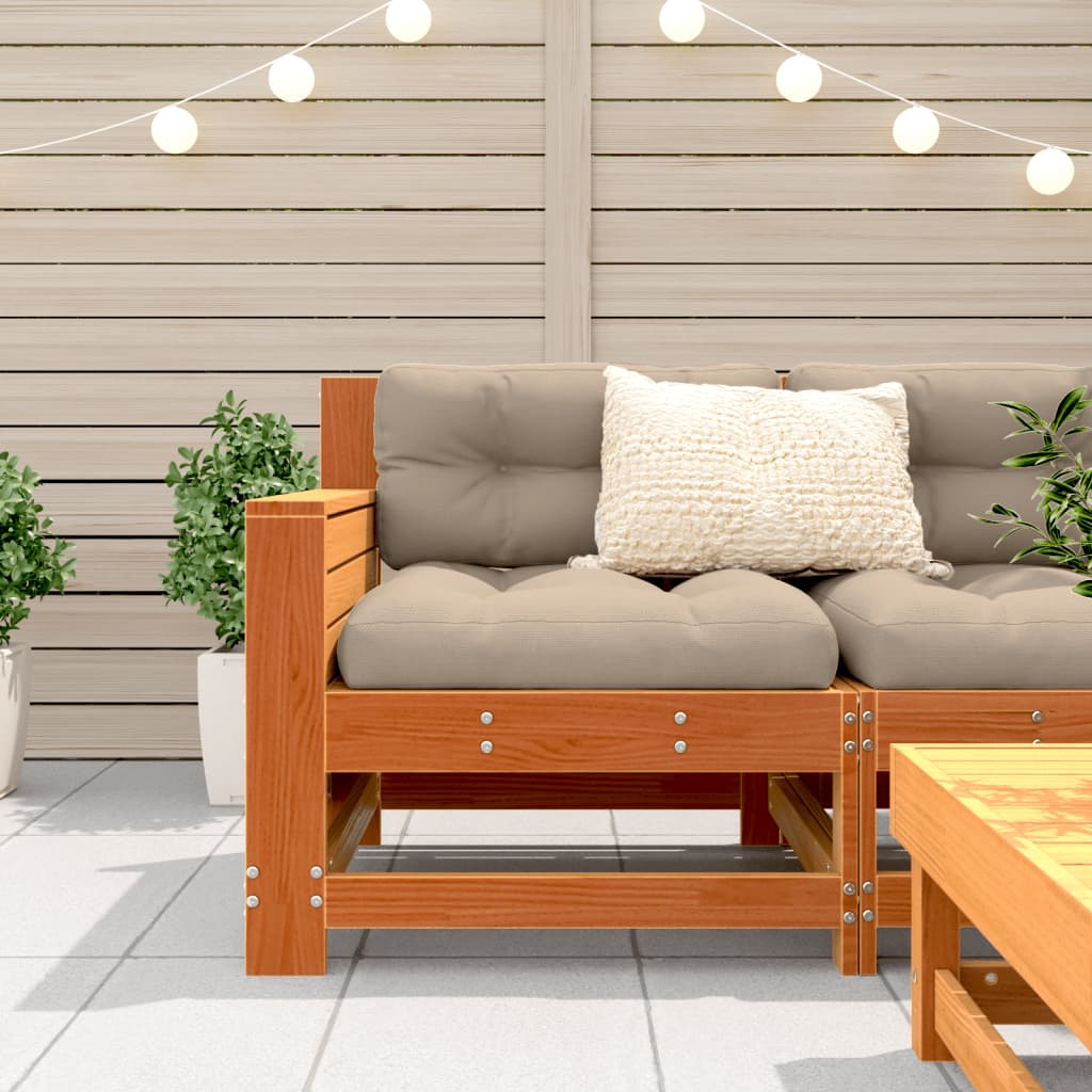 vidaXL Vrtna sofa s naslonima za ruke i jastukom smeđa od borovine