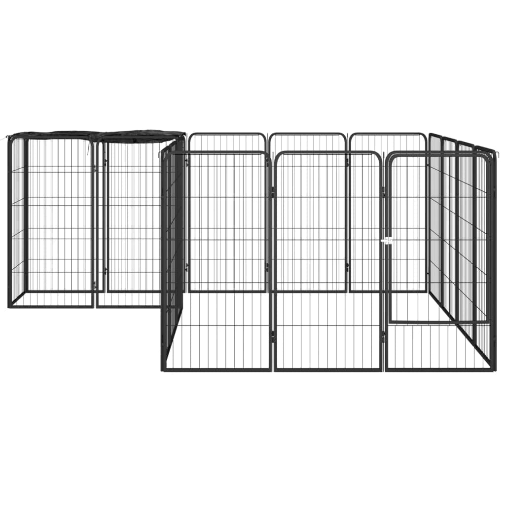 vidaXL Ograda za pse s 18 panela crna 50 x 100 cm čelik obložen prahom