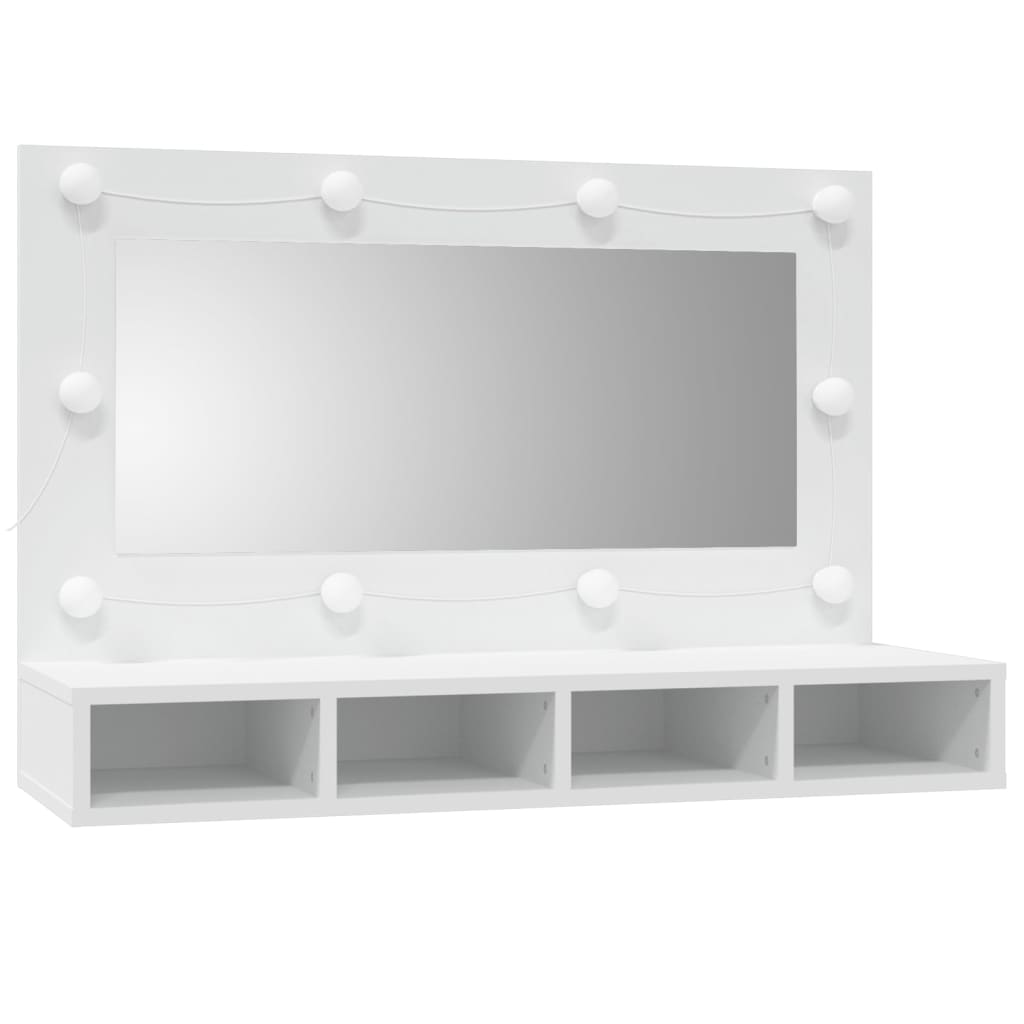 vidaXL Ormarić s ogledalom i LED svjetlima bijeli 90 x 31,5 x 62 cm