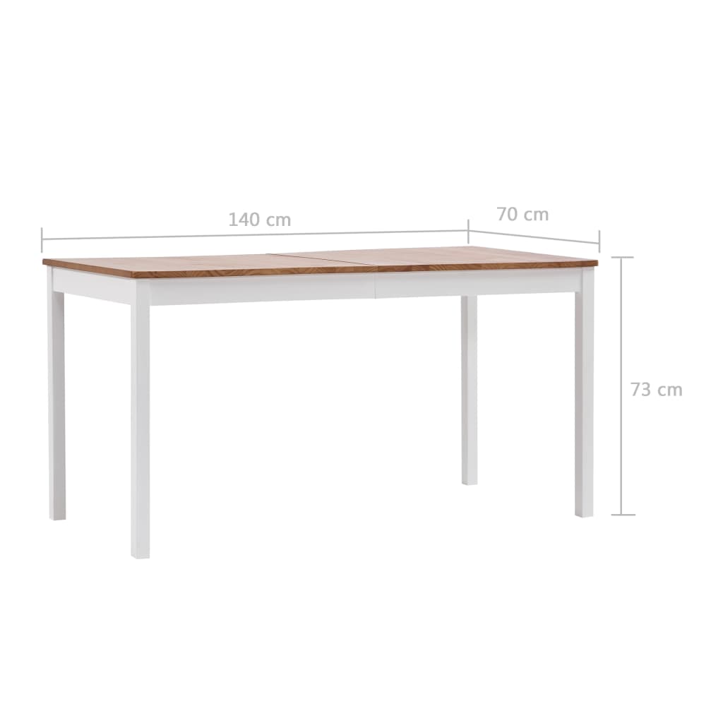 vidaXL Blagovaonski stol bijelo-smeđi 140 x 70 x 73 cm od borovine