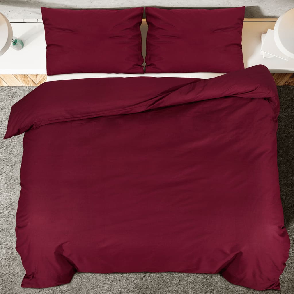vidaXL Set posteljine za poplun Bordo 140x200 cm pamučni
