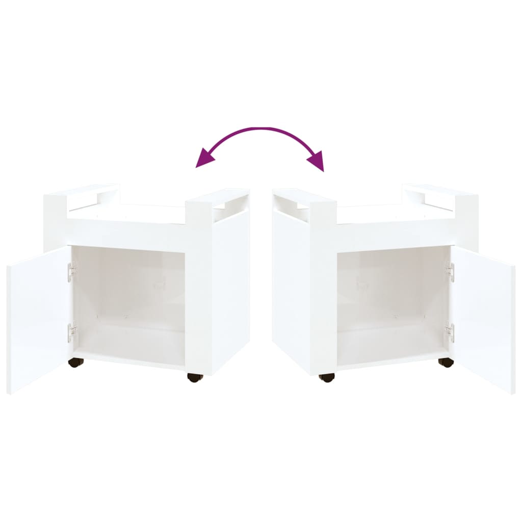 vidaXL Kolica za radni stol sjajna bijela 60x45x60cm konstruirano drvo