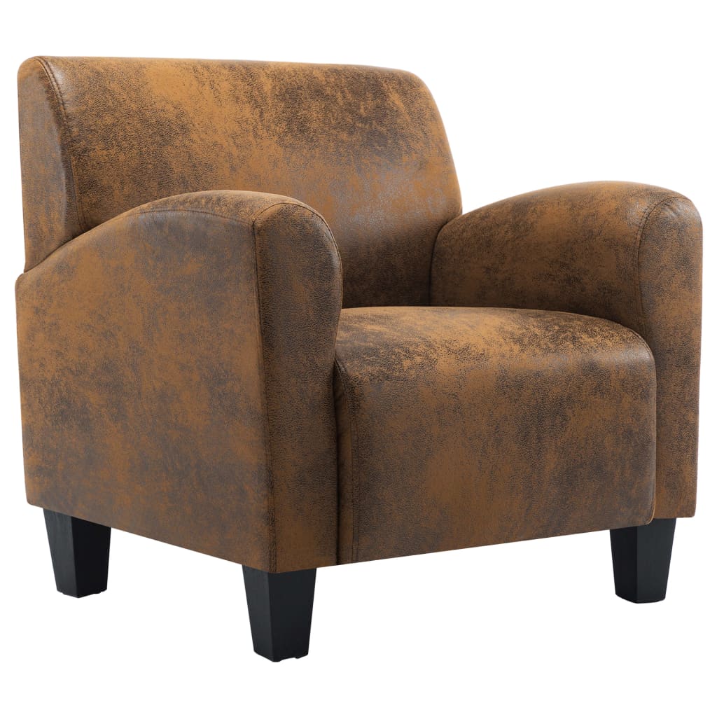 vidaXL Fotelja od umjetne brušene kože smeđa