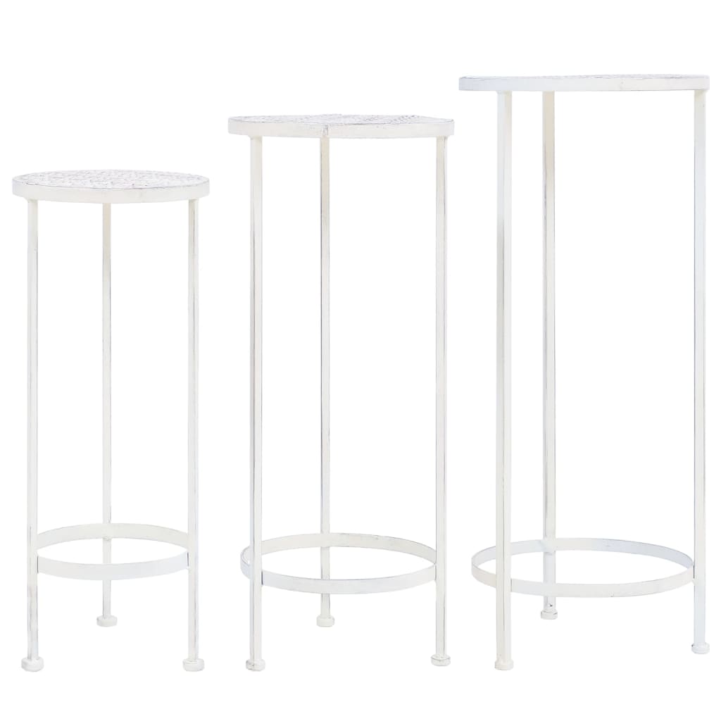 vidaXL 3-dijelni set stalaka za biljke od metala antikni bijeli
