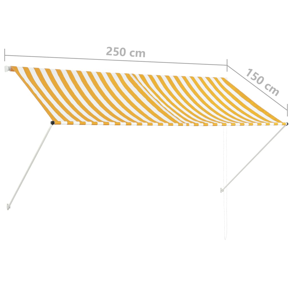 vidaXL Tenda na uvlačenje 250 x 150 cm žuto-bijela