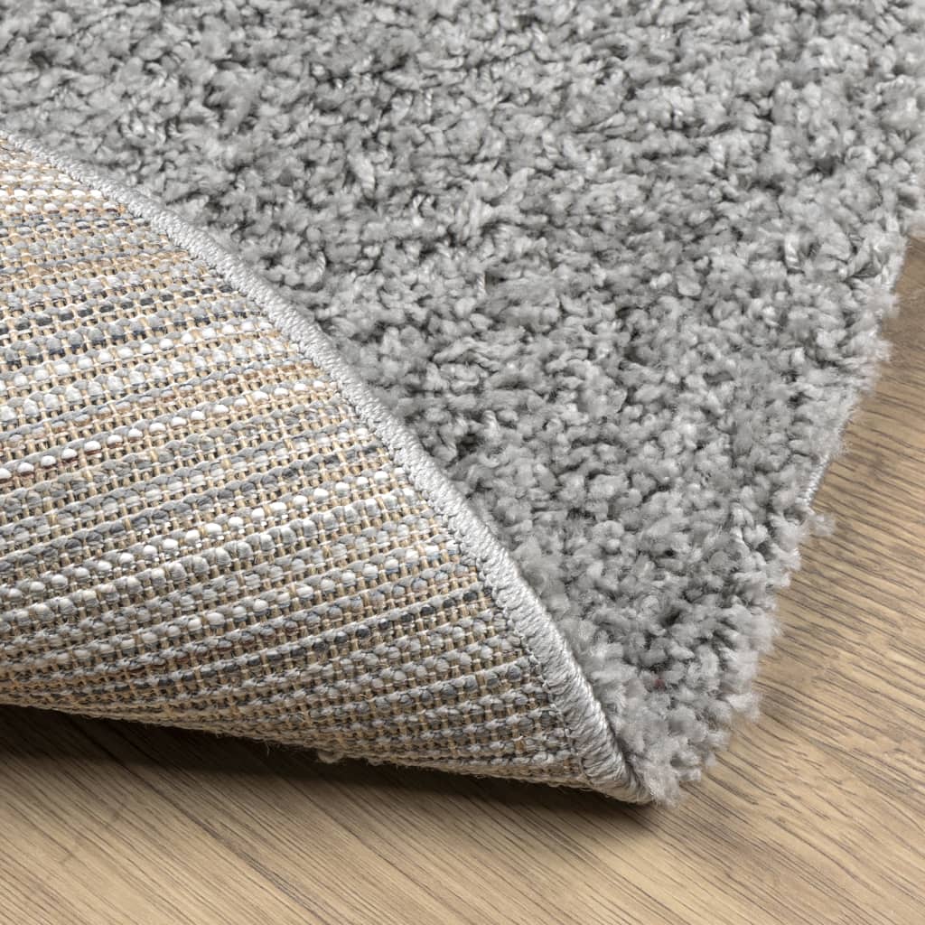 vidaXL Čupavi moderni tepih s visokim vlaknima sivi Ø 160 cm