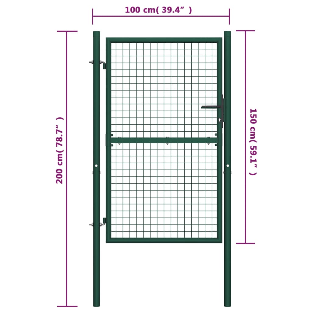 vidaXL Vrata za ogradu čelična 100 x 150 cm zelena