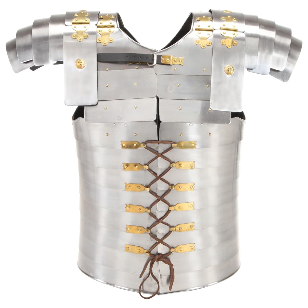 vidaXL Replika rimskog vojničkog oklopa za LARP srebrna čelična