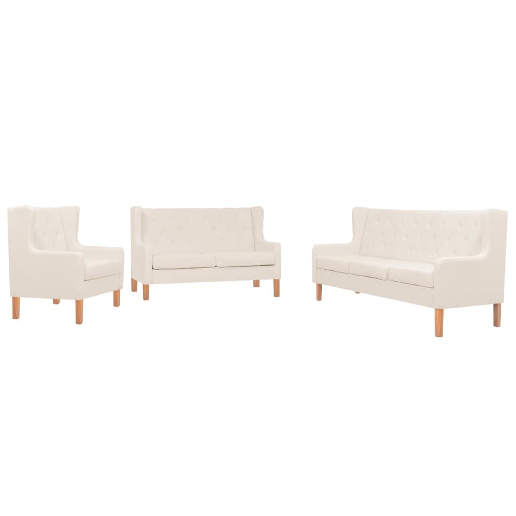 vidaXL 3-dijelni set sofa od tkanine krem bijeli