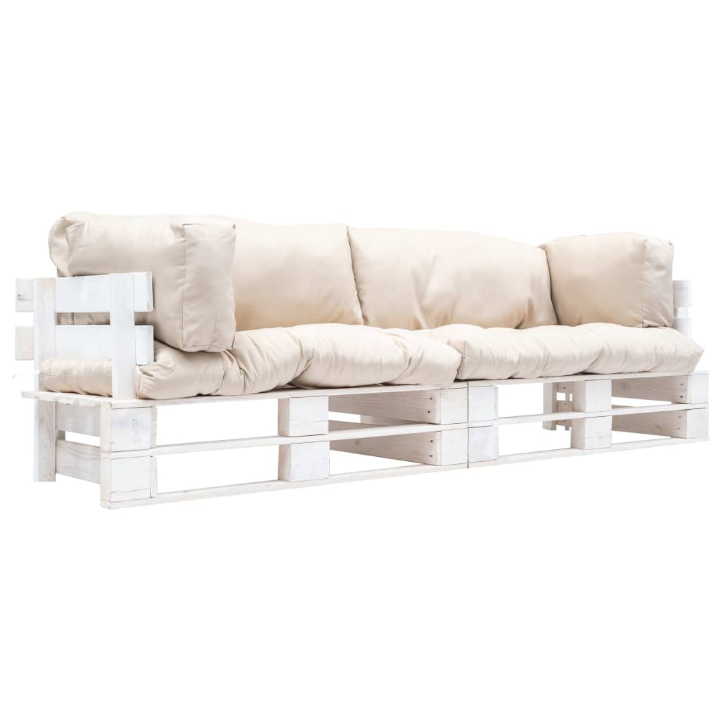 vidaXL 2-dijelni vrtni set sofa od paleta s jastucima boje pijeska