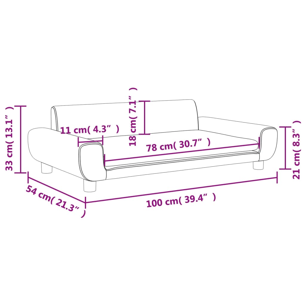 vidaXL Dječja fotelja crna 100x54x33 cm baršunasta